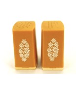 Salt &amp; Pepper Shaker Set, Harvest Gold, Retro Daisy Pattern, Picnic or K... - $20.02 CAD