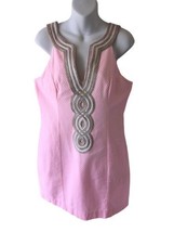 Lilly Pulitzer Valli Shift Dress Paradise Pink Gold Silver Sleeveless 8 - $88.55