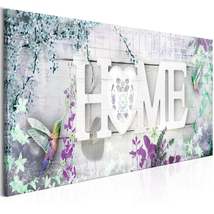 Tiptophomedecor Stretched Canvas Floral Art - Home And Hummingbirds Green Narrow - £71.92 GBP+