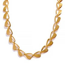 Yhpup Stainless Steel Heart Necklace Bracelet Jewelry Set Waterproof Summer PVD  - £18.82 GBP