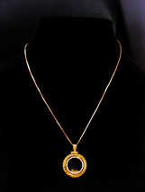 Gold miner locket necklace / Genuine gold flakes pendant / Rose gold sterling 18 - £137.66 GBP