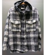 SO Plaid Hoodie Hooded Flannel Shirt Mens size M black/white - $12.00