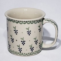 Boleslawiec Polish Pottery Green Trim Grapes 12 oz Coffee Mug Handmade P... - £12.49 GBP