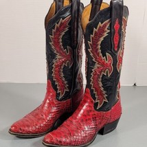 Dallas Red Snakeskin Cowboy Boots - Sz 5.5C PRE-OWNED - £81.83 GBP