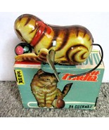 Vintage DA GUENMAO Chinese Tin Litho Wind-Up Toy CAT CHASING BALL w/Box - $31.56 CAD