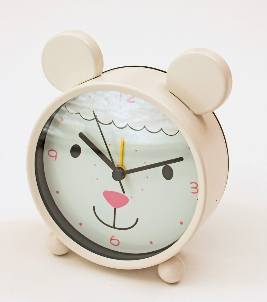 Cute Lamb Face White Alarm Clock with Ears 4x2x4.5 inches - £10.16 GBP