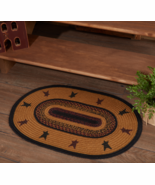 Farmhouse Primitive Country Heritage Farms Star Jute Rug Oval  Kitchen New - $33.90