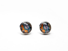  Cabochon earrings. colorful jewelry. 10 mm stud earrings. hypoallergenic - £19.98 GBP