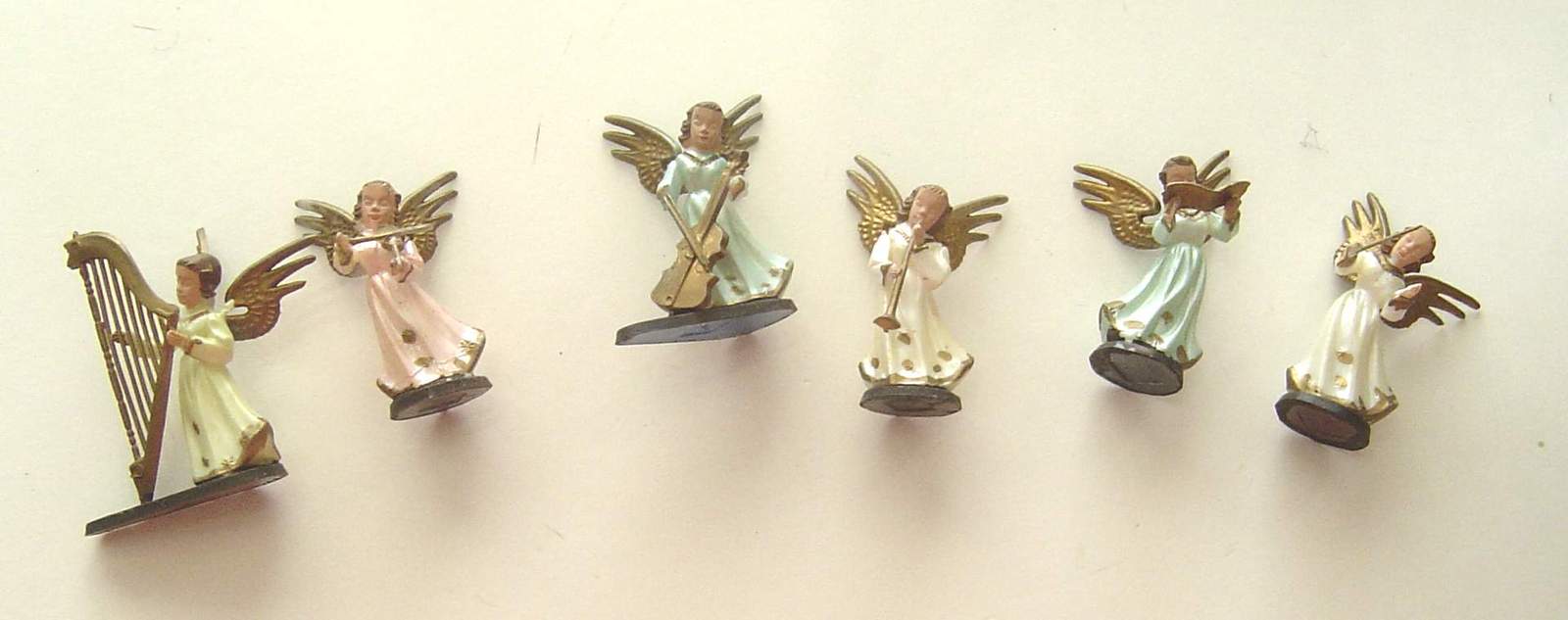 Miniature Angels Playing Music Celluloid Figurines  1960's Set of 6 - $19.99