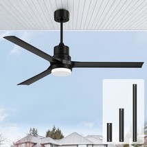 Biukis Black 60-Inch Modern Ceiling Fans With Lights, Patio Bedroom Living Room, - $155.99