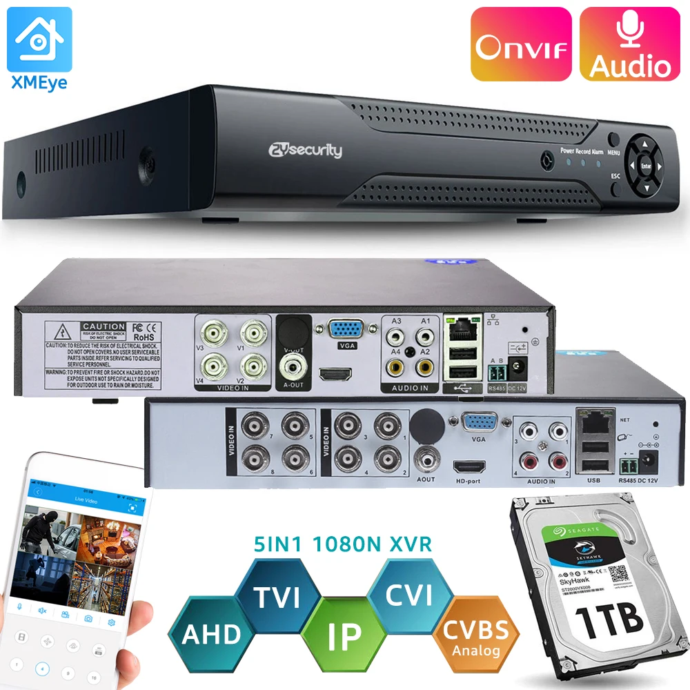 4CH 8CH Video Surveillance DVR Onvif H.264 5IN1 Hybrid Audio Video Recorder CCTV - £6,044,776.63 GBP