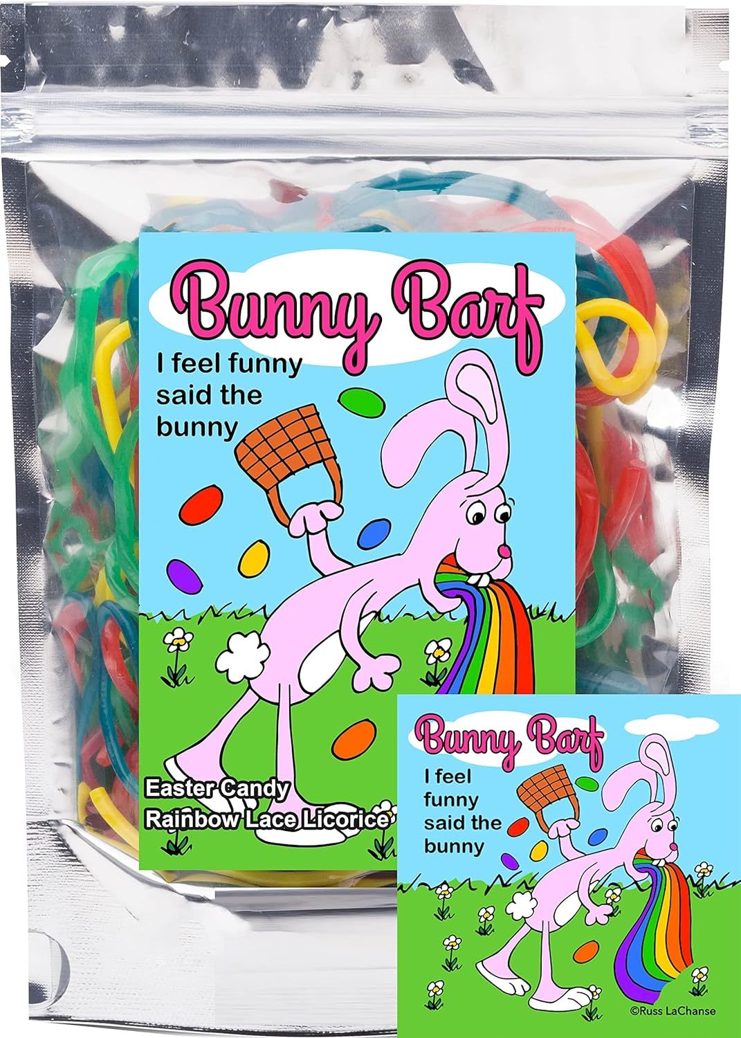 Bunny Barf Rainbow Lace Licorice Funny Unique Easter Basket Stuffer Gag Gift Can - $33.80