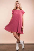 VERY J Plus Size Ruffle Sleeve Pleated Woven Mini Dress - $39.00