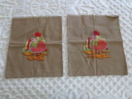 2 Handmade PUNCH NEEDLE EMBROIDERED PILLOW COVERS - 16-1/4&quot; x 18-1/2&quot; ea. - $29.70