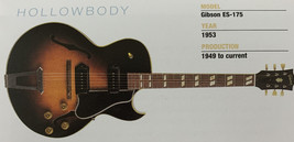 1953 Gibson ES-175 Hollow Body Guitar Fridge Magnet 5.25&quot;x2.75&quot; NEW - £3.00 GBP