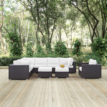 Convene 9 Piece Outdoor Patio Sectional Set Espresso White EEI-2208-EXP-WHI-SET - £2,794.00 GBP