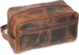 Men&#39;s Buffalo Genuine Leather Toiletry Bag Waterproof Dopp Kit Shaving Bags And  - £32.20 GBP