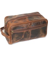 Men&#39;s Buffalo Genuine Leather Toiletry Bag Waterproof Dopp Kit Shaving B... - $56.73 CAD