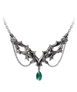 Alchemy Gothic P976 Churchyard  Necklace Pendant Baroque Ivy Green Crystal - $1,366.57 MXN