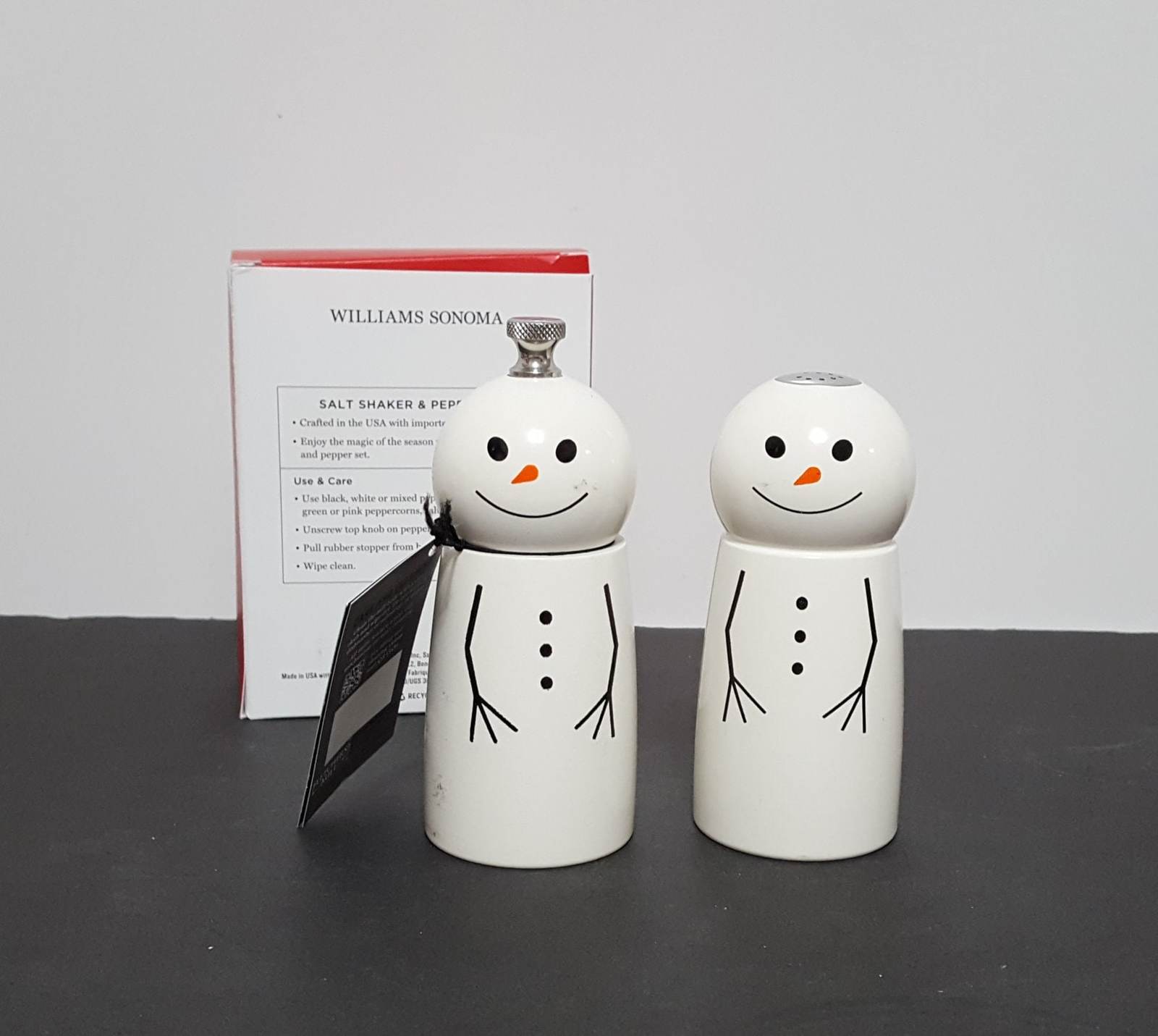 NEW RARE Williams Sonoma Snowman Salt and Pepper Set - $99.99