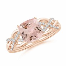 ANGARA Criss Cross Shank Cushion Morganite Engagement Ring for Women in 14K Gold - $1,259.10
