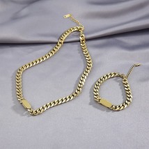 DIEYURO 316L Stainless Steel Round Stitching Cuban Chain Necklace Women Fashion  - £17.72 GBP