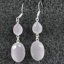 925 Argent Sterling Rose Quartz Pierre Précieuse Main&#39; Oreilles BES-1381 - £25.00 GBP