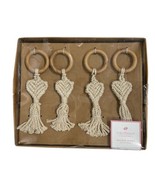 Storehouse Valentine Napkin Rings Heart Shaped Macrame Yarn &amp; Wood Boho ... - $437.05 MXN