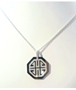 18k White Gold Daimond and Onyx Pendant Necklace - €605,83 EUR