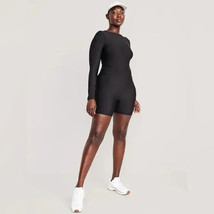 Old Navy PowerSoft Long Sleeve Bodysuit Womens L Black Go Dry NEW - £23.63 GBP