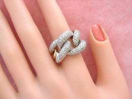 Estate 3ctw Diamond 18K Huge Curb Link Chain Cocktail Statement Ring Size 7.75 - £2,285.82 GBP