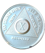 10 Year .999 Fine Silver AA Alcoholics Anonymous Medallion Chip Coin Ten - £35.96 GBP