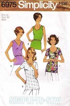 Misses&#39; TOPS Vintage 1975 Simplicity Pattern 6975  Size 14 UNCUT - £9.41 GBP