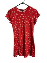 West Coast Love Dress Womens M Red Floral Cap Sleeve Round Neck Pullover Knit  - £8.91 GBP