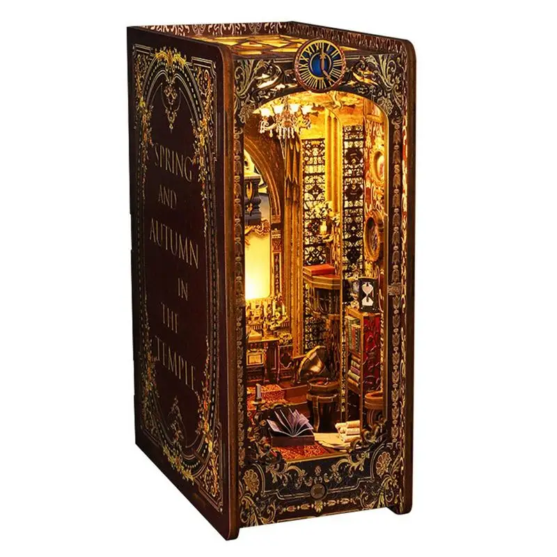 Wooden LED 3D Puzzle Magic Book House Building Model Kit DIY Art Bookends Home - £62.91 GBP
