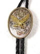 Silver Tone Gold Tone American Eagle Bolo Leather Cord Unbranded 121515ab - $49.49