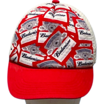 Vtg. Budweiser King of Beers Mesh Snapback Trucker Cap Hat Red/White OSFM - £6.95 GBP