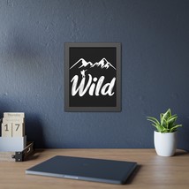 Framed Paper Poster &quot;WILD&quot;: Mountain Adventure Decor, Pinewood Frame, 31... - £38.87 GBP+