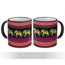 Indian Print : Gift Mug Animal Elephant Flower Ornament Oriental Style Yoga Room - £12.70 GBP