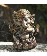 Hindu God Ganapati Baby Ganesha Playing Flute On Lotus Backflow Incense ... - $563.94 MXN