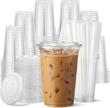 AOZITA 100 Pack 12 oz Clear Plastic Cups with Lids and Straws, Disposabl... - €12,06 EUR