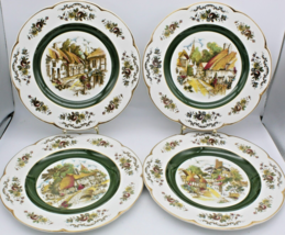 Wood &amp; Sons Ascot Service Plate Alpine White Ironstone Lot Of 4 England Cottages - £23.81 GBP