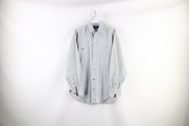 Vintage 90s Ralph Lauren Womens 6 Hickory Striped Denim Jean Button Shirt Cotton - £59.09 GBP