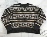 J Crew Sweater Mens Small Gray Beige Gray Nordic Fair Isle Lamsbwool Thick - $37.04