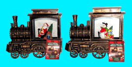 Gerson Santa and Snowman Riding in Trains Lighted Musical Water Globe Se... - $98.95