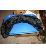 Black Faux Mink Fur Tapered Soft Cuddly Scarf Collar Black Satin Lining/... - £12.71 GBP