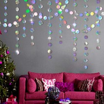 Party Supplies Circle Garlands Holographic Hanging Dots Streamer Backdro... - £22.82 GBP