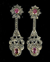 Victorian 1.85ct Rose Cut Diamond Ruby Cute Anniversary Earrings VTJ EHS - £423.22 GBP