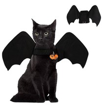 Halloween Pet Bat Wings Cats Dogs Costume Black Bat Wing With Bell Funny Clothes - £13.40 GBP