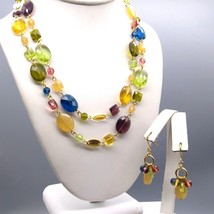 Vintage CHAPS Lucite Jewel Tones Parure, Gold Tone with Faceted Colorful Beads - £25.53 GBP
